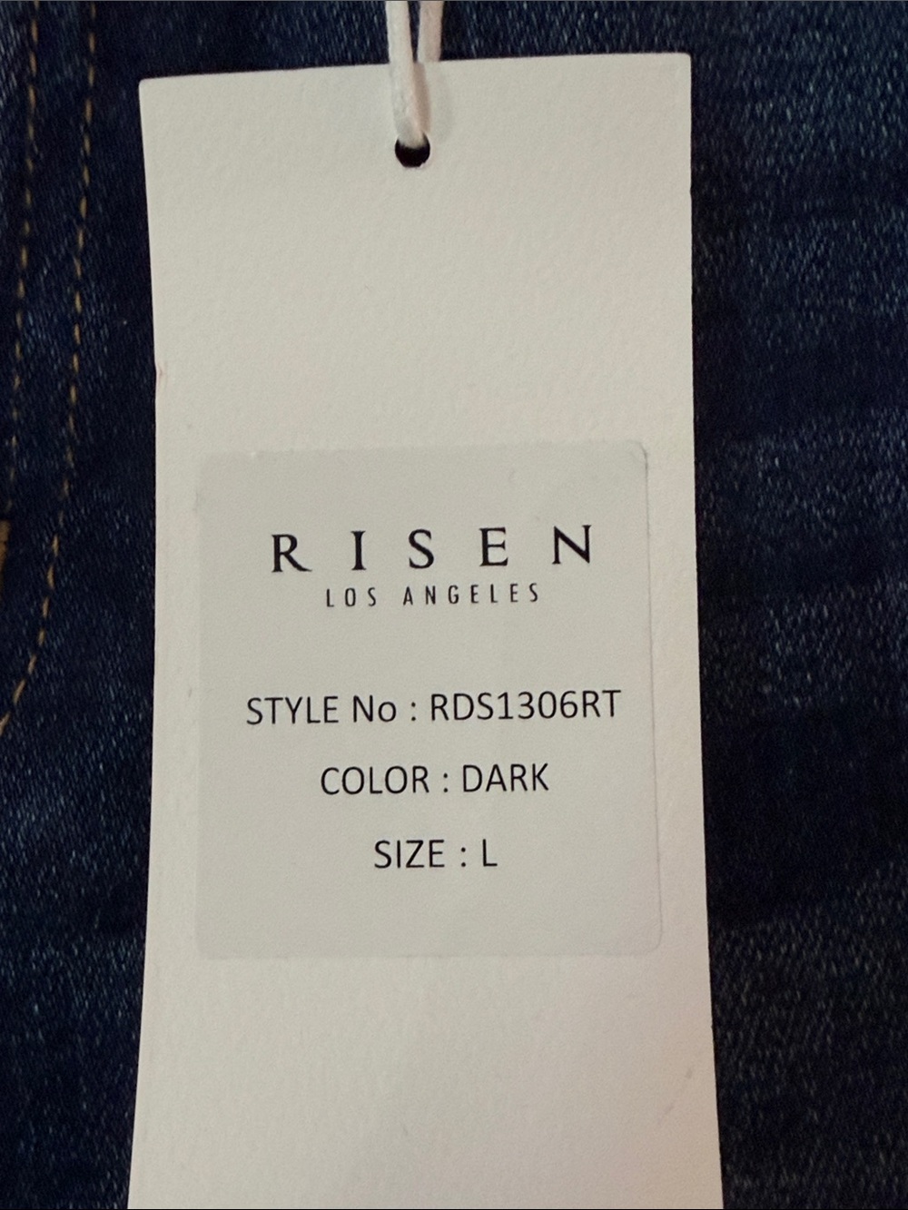 Risen Dark Blue Distressed Denim Jean Shorts - Mid Rise - Picture 2 of 8